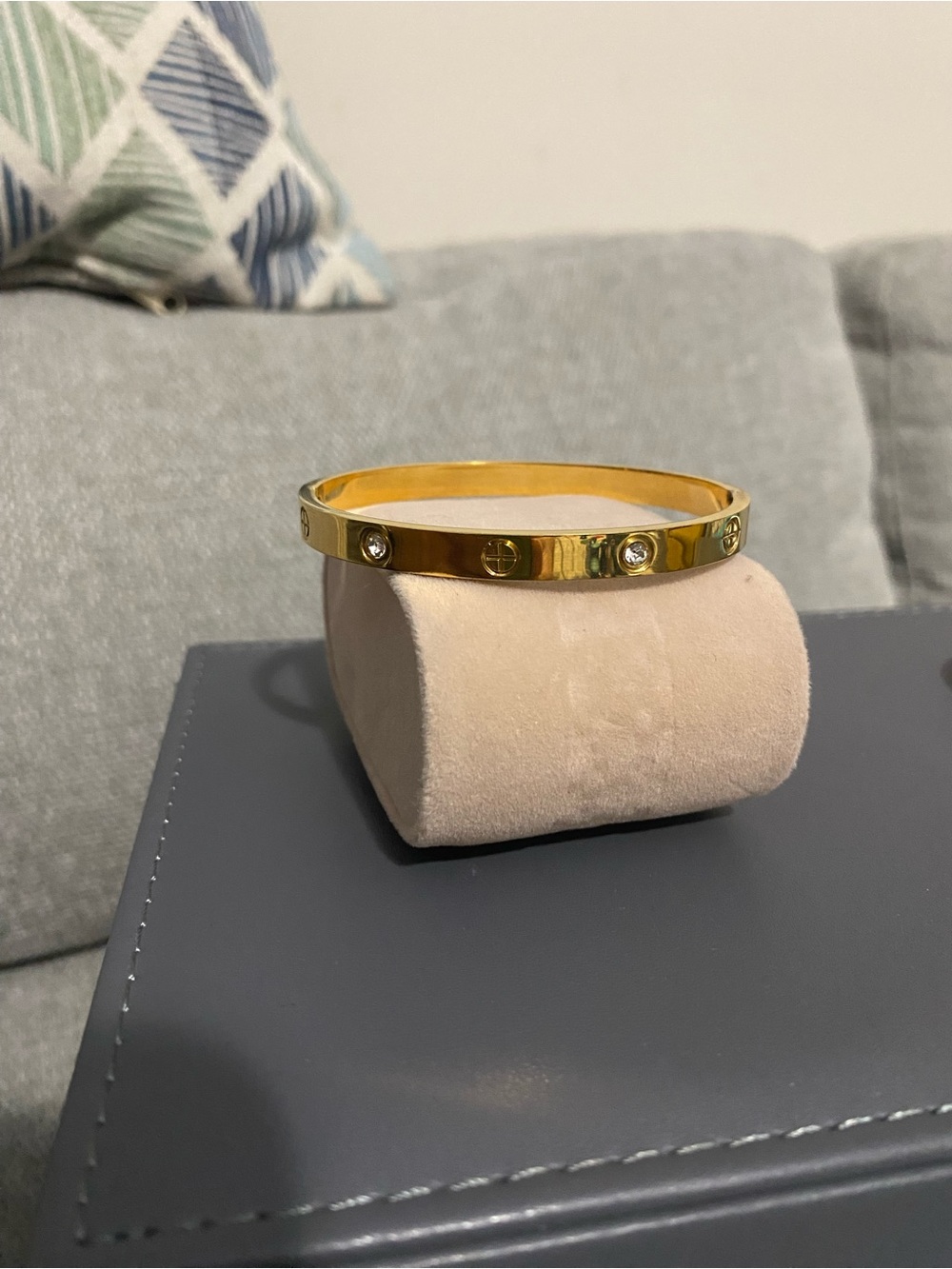 Gold Crystal Accent Bangle Bracelet - Women Accessories
